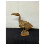 Carved Wooden Pelican Sculpture