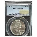 1963-D Franklin Half Dollar PCGS MS64
