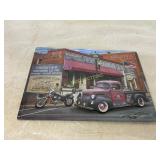 Embossed Metal Sign with Vintage Truck Design