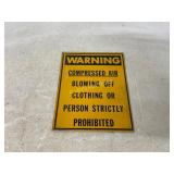 Metal Warning Sign About Compressed Air