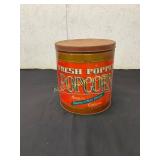 Metal Popcorn Tin with Decorative Graphics