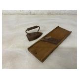 Wood Washboard and Cast Iron Sad Iron