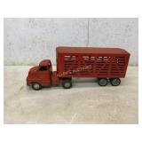 Red Metal Toy Truck with Livestock Trailer