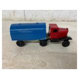 Red and Blue Tin Toy Truck Tanker