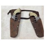 Vintage Cap Guns with Dual Leather Holsters