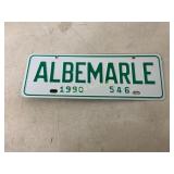 Albemarle Tin License Plate