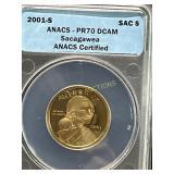 2001-S Sacagawea Dollar, PR70 DCAM, ANACS-Certifie