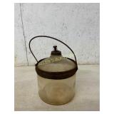 Glass Kerosene Stove Jar with Metal Handle and Lid