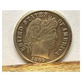 1892 Barber Dime 90% Silver Coin
