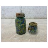 Glass Marbles in Vintage Jars