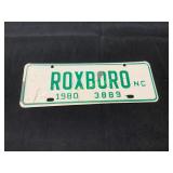 Roxboro NC License Plate