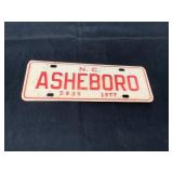Asheboro NC License Plate