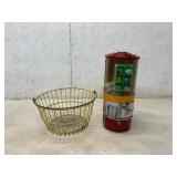 Vintage Candy Machine and Wire Basket