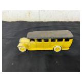 Vintage Cast Iron Toy Bus with Yellow Paint
