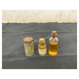 Three Vintage Bottles and Tin Containers
