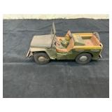 Vintage Tin Toy Jeep with Driver Figure