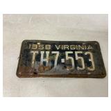 1958 Virginia License Plate