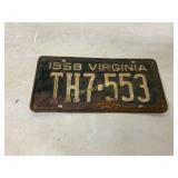 1958 Virginia License Plate
