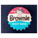 Brownie Root Beer Advertising Bottle Cap Sign
