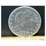 1896 Barber Quarter 90% Silver Coin