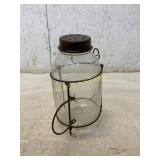 Glass Jar with Metal Cage and Handle
