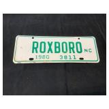 Roxboro NC License Plate