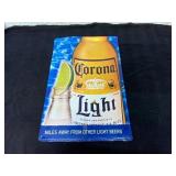 Corona Light Metal Beer Advertising Sign