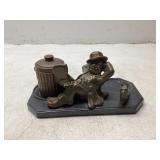 Metal Smoking Motif Humidor and Ashtray