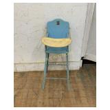 Blue Metal Doll High Chair with Drop-Down Tray