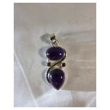 .925 Sterling Silver Pendant with Amethyst