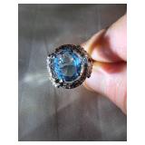.925 Sterling Silver Ring with Blue Gemstone