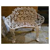 Wrought Iron Bench with Floral Motif