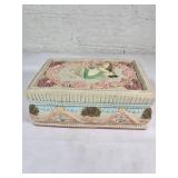 Painted Ceramic Jewelry Box with Mirror