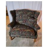 Golf-Themed Wingback Chair with Printed Upholstery