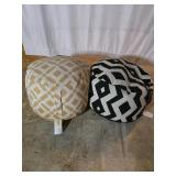 Two Geometric Pattern Bean Bag Ottomans