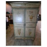 Hand-Painted Wooden Armoire with Shelving