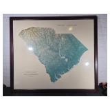 Framed Topographic Map of South Carolina