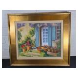 Signed Oil on Canvas of Flower Pots in Gold Frame