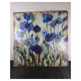 Signed Oil on Canvas with Blue Floral Theme
