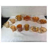 Orange Carnival Glass Assorted Tableware