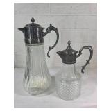 Silver-Plated Spout Glass Pitchers Set