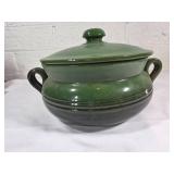 Green Glazed Ceramic Pottery Pot with Lid