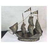 Pressed Copper Pirate Ship Sculpture
