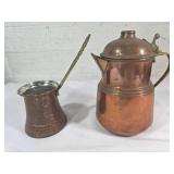Pressed Copper Coffee Pot and Ladle Set
