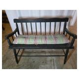 Black Wooden Bench with Cushion
