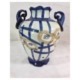 Hand-Painted Ceramic Pottery Vase with Handles