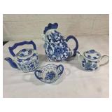 Blue and White Ceramic Teapot Set