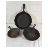 Three Cast Iron Skillets