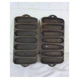 2 Cast Iron Cornbread Pans