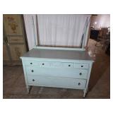 Mint Green 3 Over 2 Dresser with Carved Details